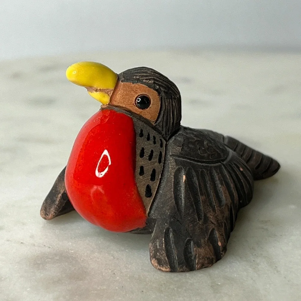 Casals Peru Colorful Bird Figurine Clay Terracotta Handcrafted Signed 3